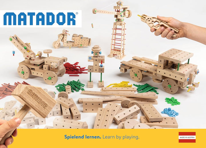 Matador 11717 E717 Baukasten, holzfarben, ab 5 Jahren , bunt Single, Single