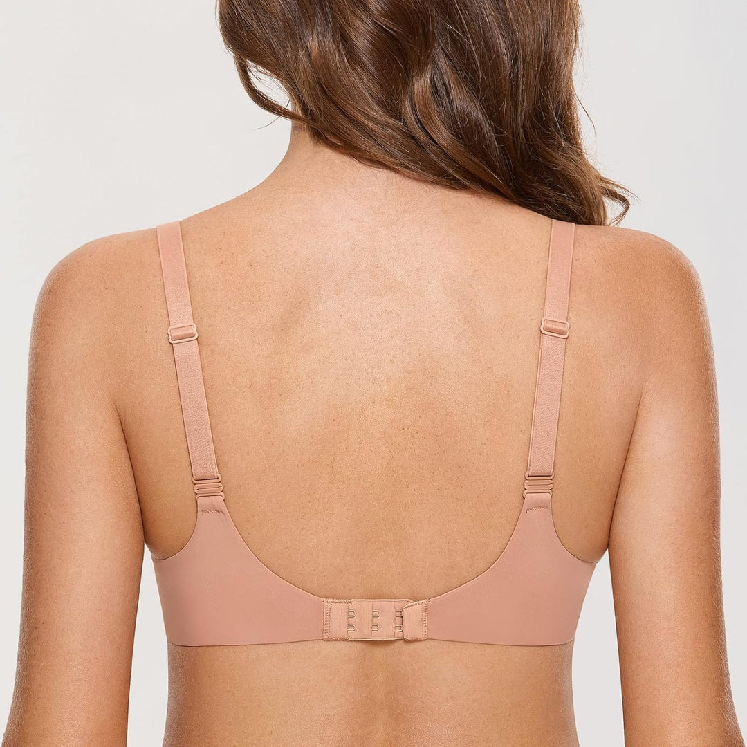 DOBREVA Damen Push Up Bügel BH Soft T Shirt BHS mit Licht Gepolstert Komfort Sexy 70A Sahnekaffee, 7