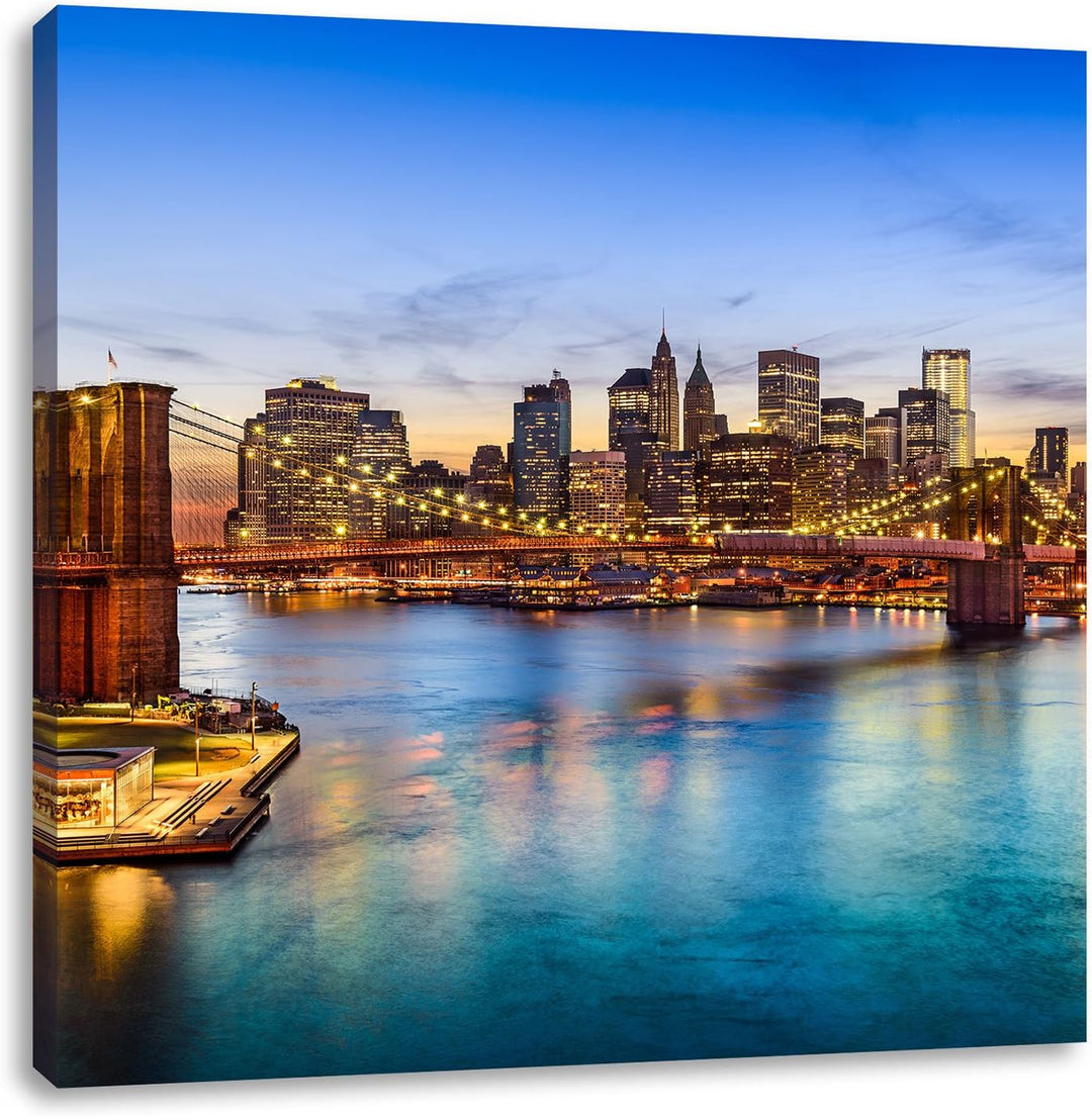 Pixxprint Atemberaubender Blick auf Brooklyn Bridge, Format: 70x70 auf Leinwand, 70x70