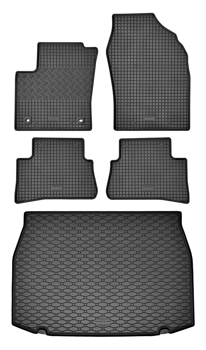 Passgenaue Kofferraumwanne und Gummifussmatten geeignet für Toyota C-HR ab 2016 + Gurtschoner