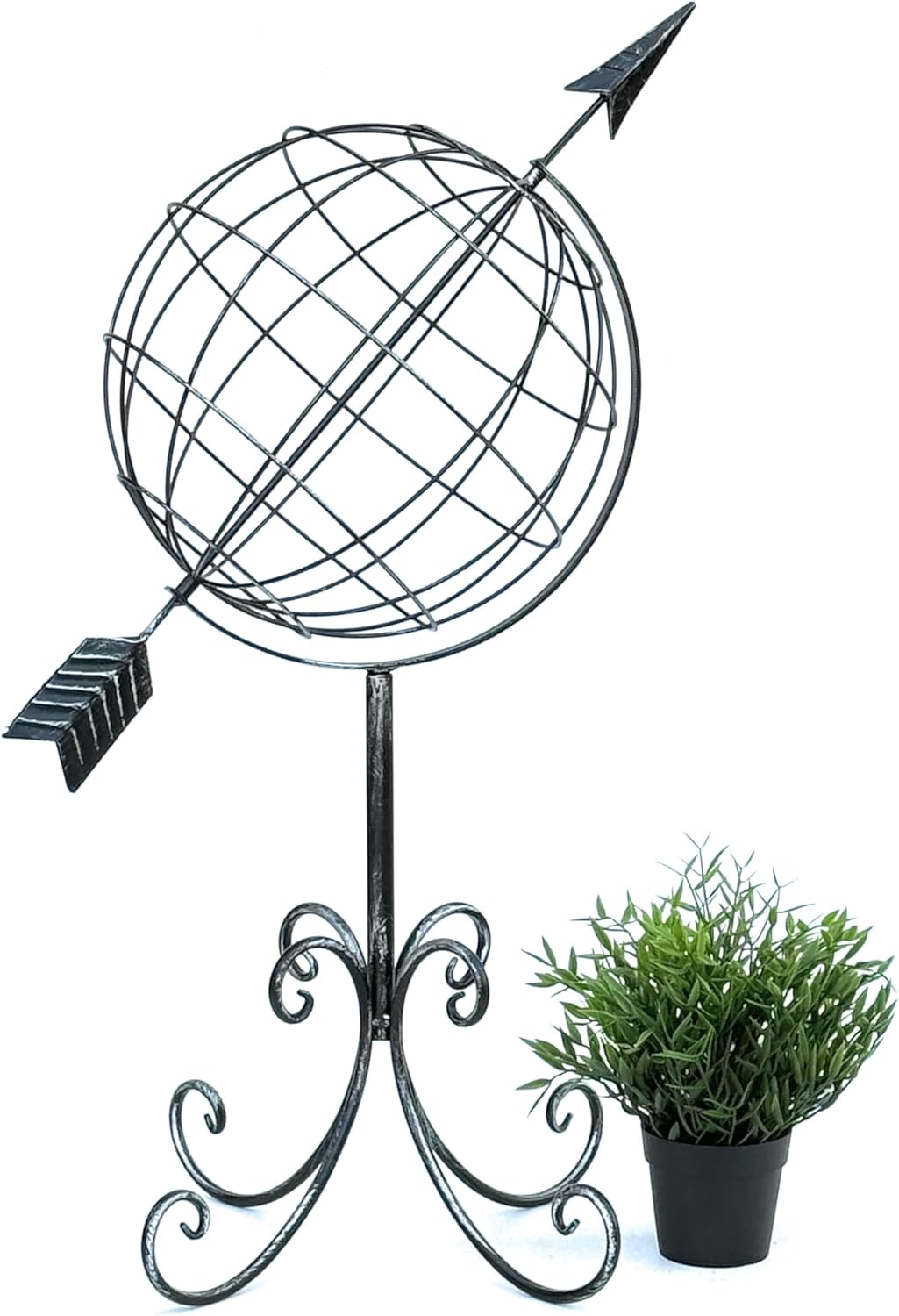 DanDiBo Sonnenuhr Garten Metall Globus 101806 Modern Stehend Sonnenuhr aus Schmiedeeisen 72 cm Garte
