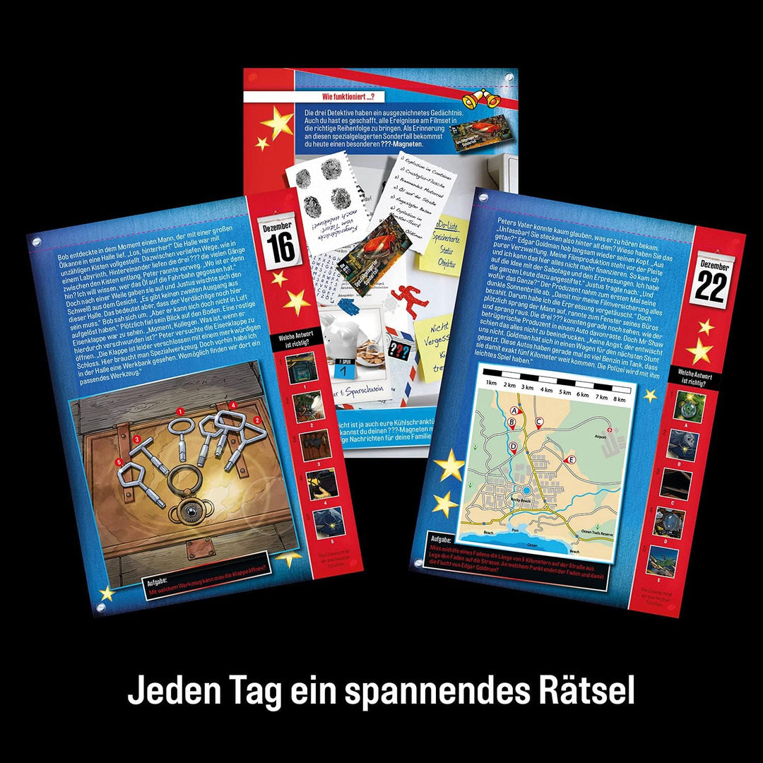 Die drei ??? Adventskalender von KOSMOS 630560, Löse die 24 spannenden Rätsel und rette den Film-Dre