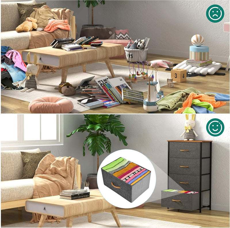 YITAHOME kommode Schmal, Schrank mit 4 Schubladen aus Stoff, Aufbewahrungskommode Industrial Stil fü