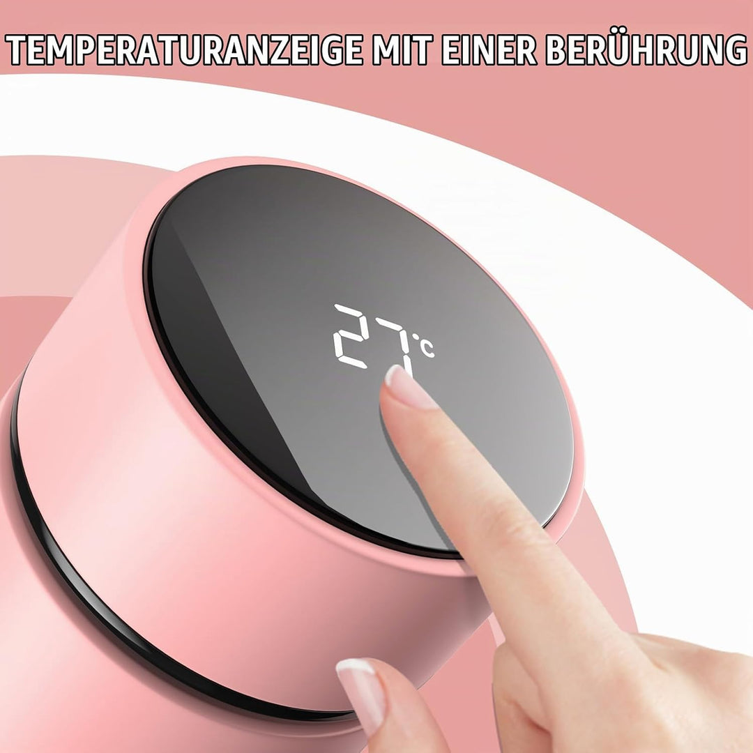 Homealexa 500ml Thermosflasche, Vakuum Isolierbecher Trinkflasche aus 304 Edelstahl, LED-Touchscreen