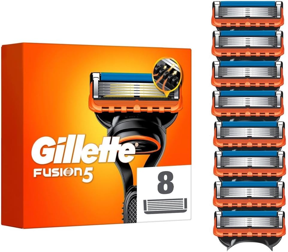 Gillette Fusion5 8 Ersatzklingen, mit grösserem Gleitstreifen für ein sanftes Gleiten und 5 Klingen