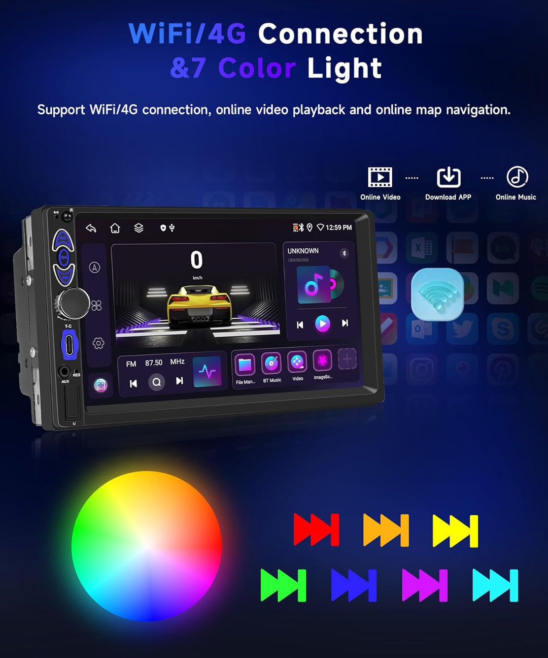 VECHTEL 4G+64G Android 15 Autoradio 2 Din mit Drahtlos Carplay Android Auto, 7 Zoll HD Touchscreen m