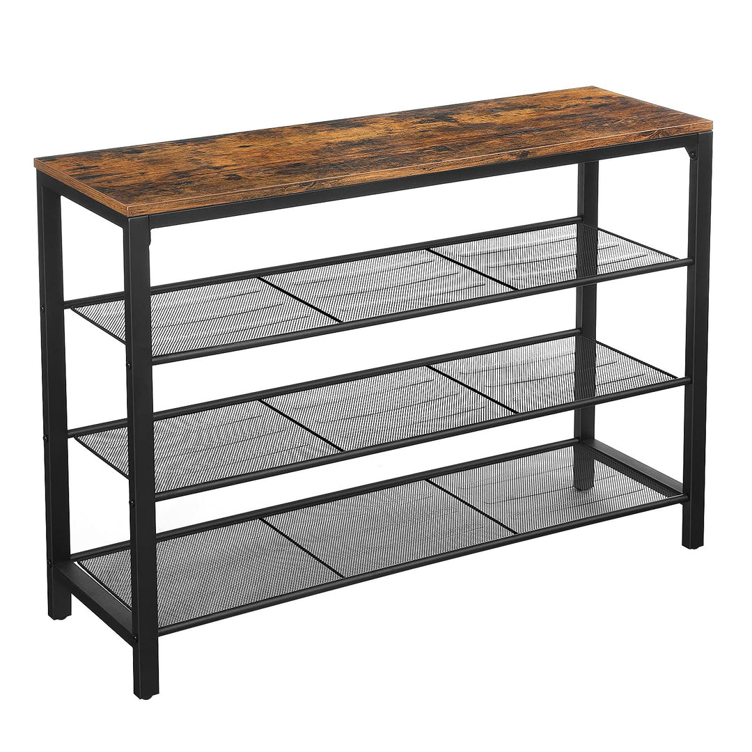 VASAGLE Schuhregal, Schuhablage, 100 x 30 x 72 cm, Schuh-Organizer mit 4 engmaschigen Gitterablagen,