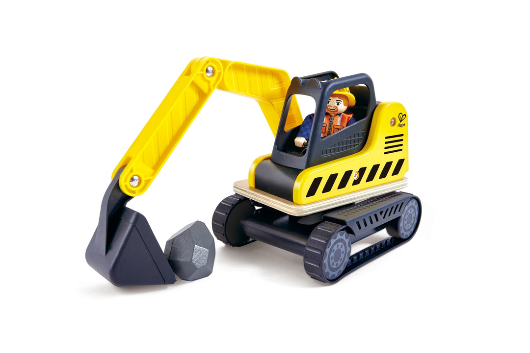 Hape Bagger, 360° drehbaren Korpus, Einer beweglichen Schaufel und realistischen Gummirädern, ab 24
