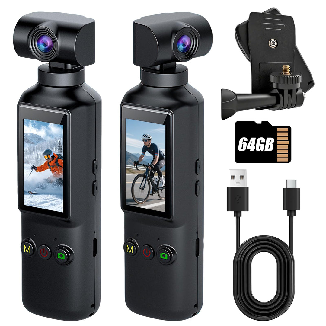 OBEST Action Cam 4K mit 64GB Mini Action Kamera Handheld WiFi Bodycam Körperkamera mit 270° Gedrehte