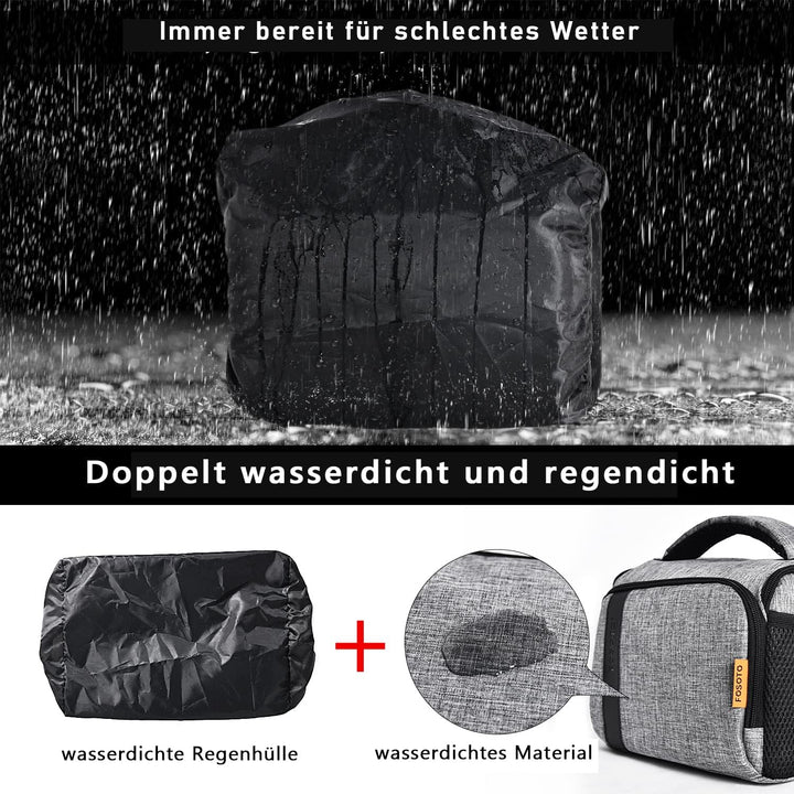 FOSOTO Kameratasche Schultertasche für SLR-Kamera und Zubehör Kompatibel mit Nikon D3500 D5600 D610