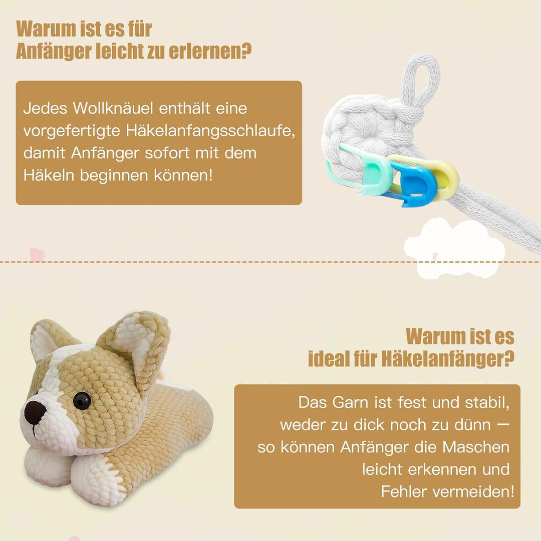 Jinfanshurich Häkelset für Anfänger, Komplettes Crochet Set mit Videoanleitung, Einfaches DIY Häkelt