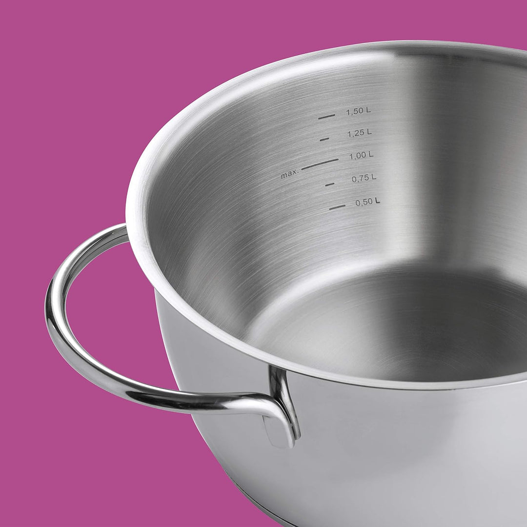 ROHE Fonduetopf Fenja aus Edelstahl hergestellt, mit einem Volumen von: 1.8L, in der Grösse: 18cm, 2