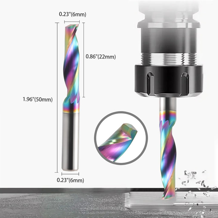 CNC-Fräser mit einer Nut für Aluminium, 6mm Schaft Einzelflöte Schaftfräser Spiralfräser Bit VHM mit