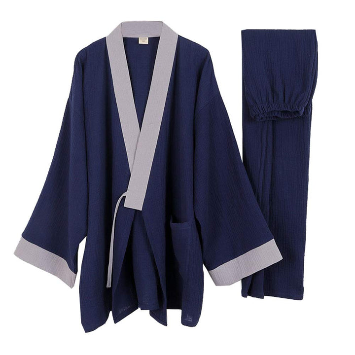 un-brand Japanischer Kimono-Baumwoll-Hanfu-Pyjama-Anzug für Herren in Übergrösse Taoistische Kleidun