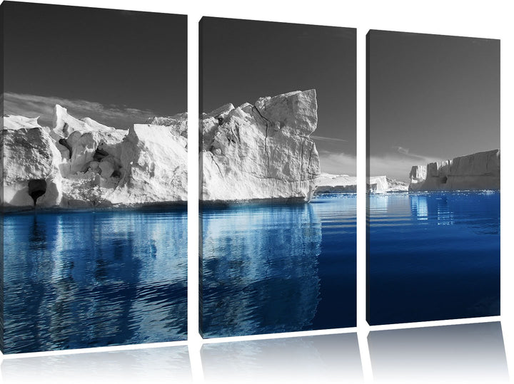Pixxprint Eisberge in Grönland als Leinwandbild/Grösse: 3 Teilig (120x80) cm/Wandbild/Kunstdruck/fer