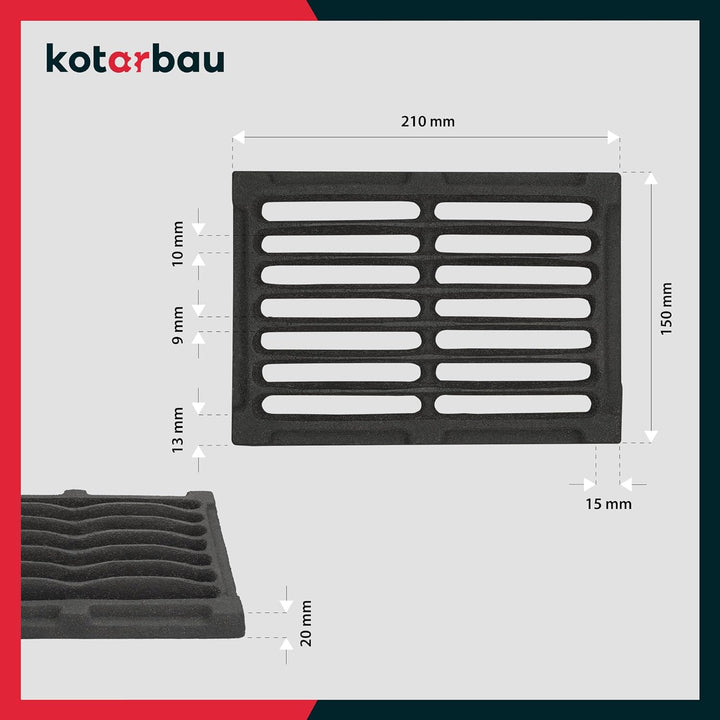 KOTARBAU Kaminrost 21,5 x 15,5 cm Kaminofen Tafelrost Ascherost Rost Ofengitter Kamin Ersatzteile Zu