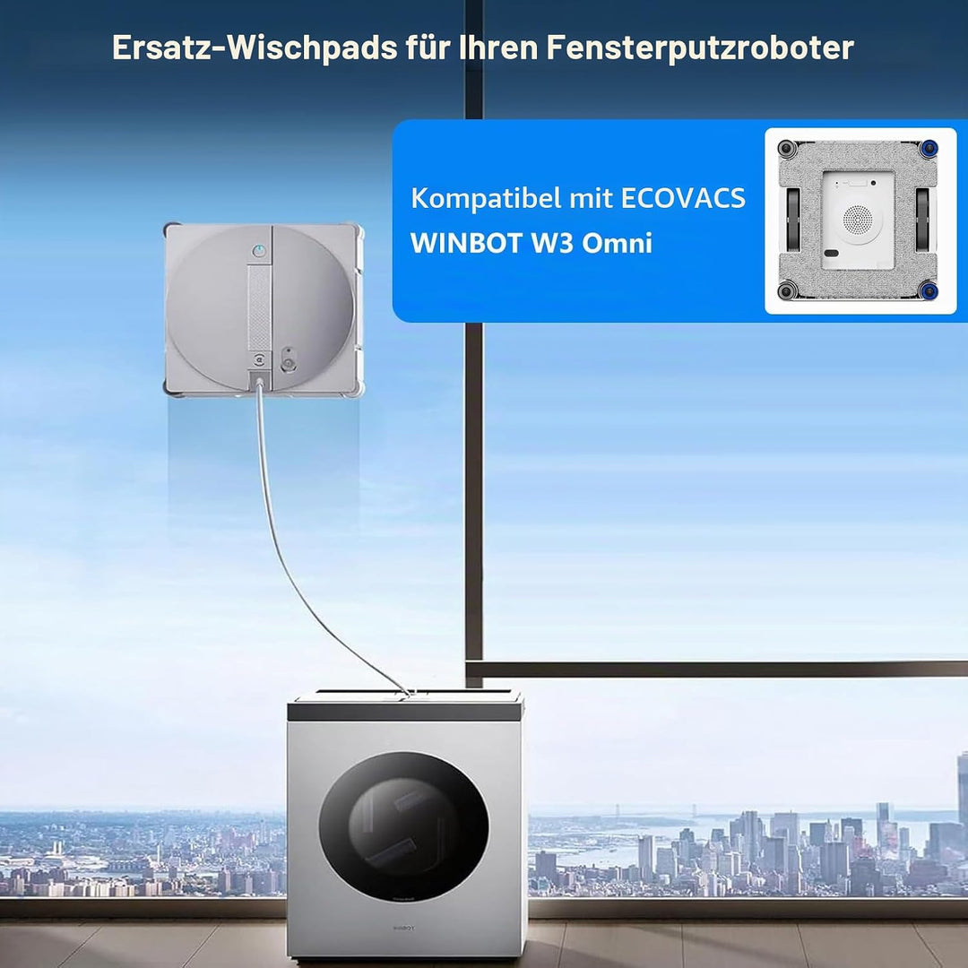 Mikrofaser-Reinigungspad mit Halterungs-Set für Ecovacs Winbot W3 Omni Fensterreinigungsroboter, Ers