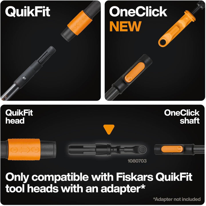 Fiskars OneClick Dachrinnenreiniger &amp; Teleskopstiel L | Komplett-Set für Dachrinnen, Einfach zusamme