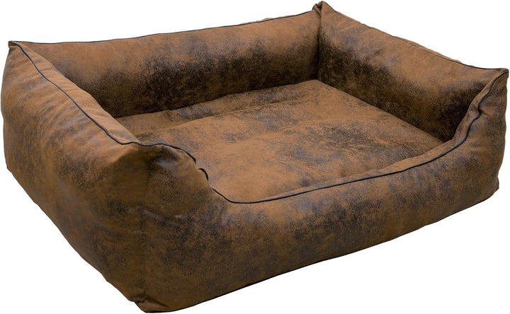 CopcoPet - Hundebett Emma in Wildlederoptik - Hundekörbchen mit abnehmbarem, waschbarem Bezug - Hund