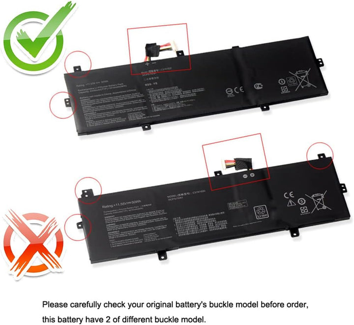 XITAIAN 11.55V 50Wh C31N1620 3ICP5/70/81 Ersatz Laptop Akku für ASUS ZenBooK C31N1620 3ICP5/70/81