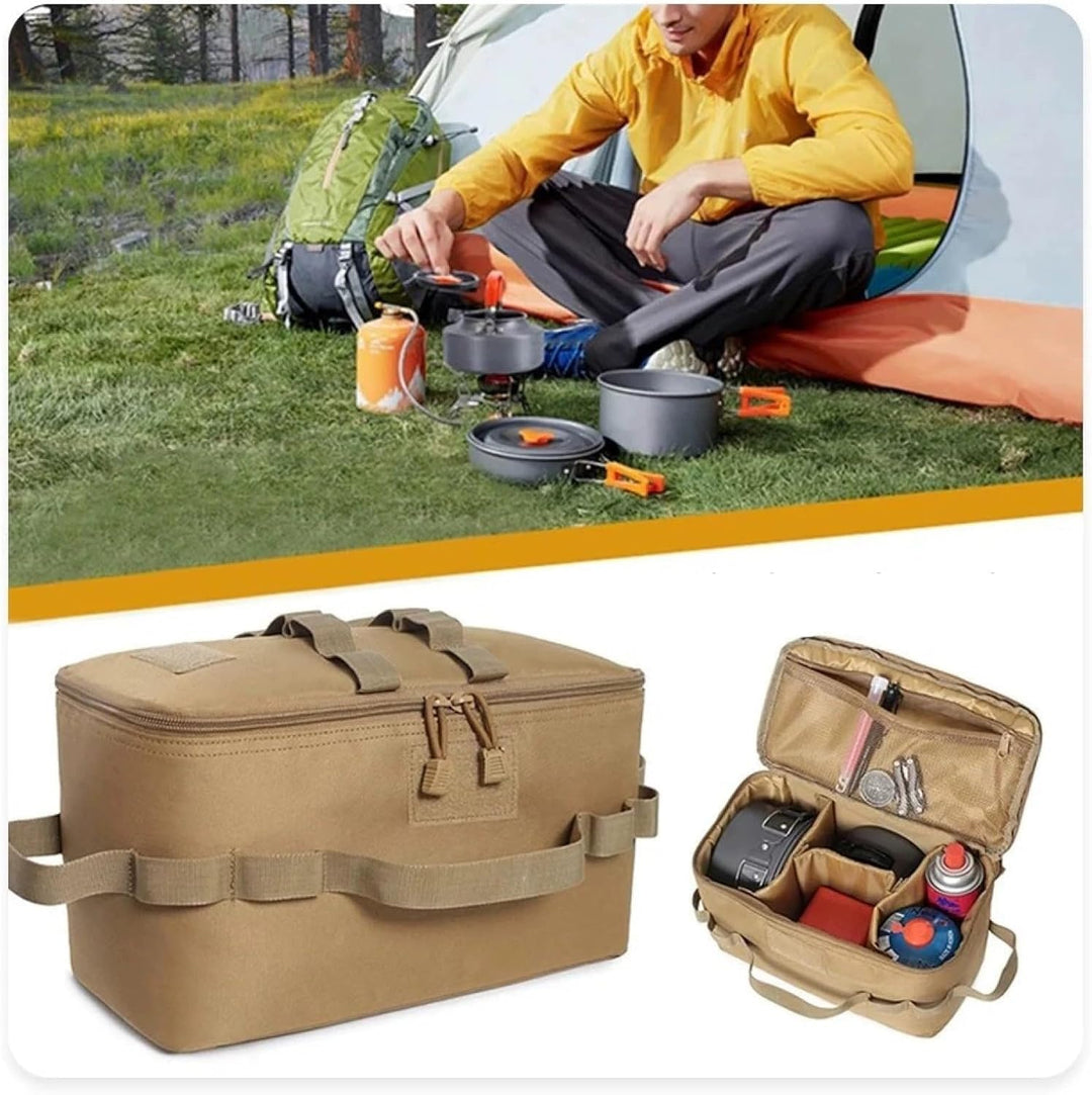 Tragbare Aufbewahrungstasche für Campingutensilien und Kochgeschirr, Outdoor-Picknicktasche (Gelb),