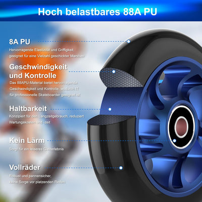 2Stück 100mm Stunt Scooter Rollen Roller Reifen - Scooter Räder Ersatzräder,Mit Felgen Aus Aluminium