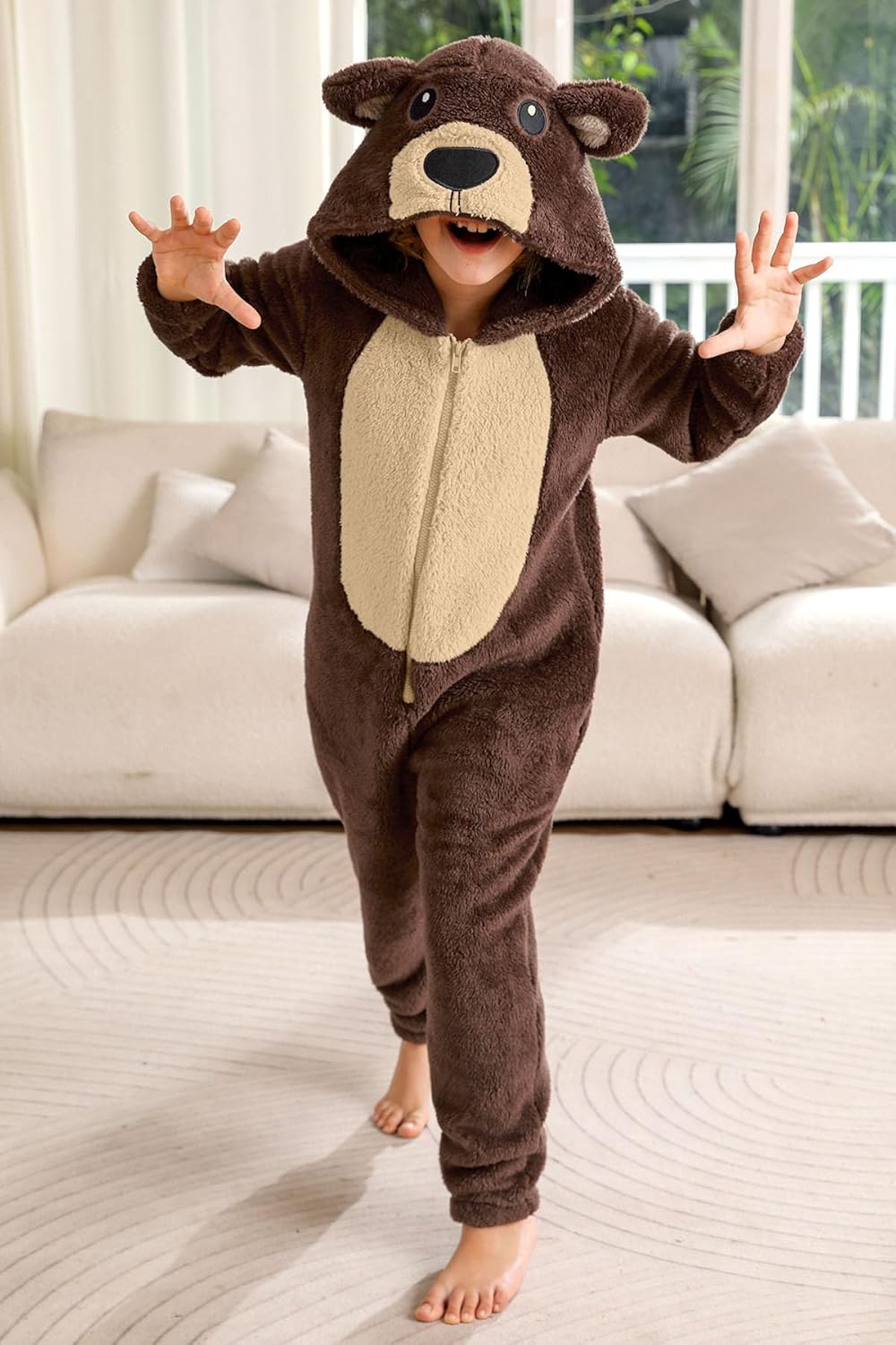 BesserBay Kinder Fleece Onesie mit Kapuze Warm Jumpsuit Jungen Mädchen Unisex Tiere Overall 1-12 Jah