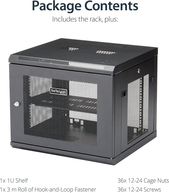 StarTech.com 9HE Wandmontage Serverschrank/Rack - 4 Pfosten Einstellbare Tiefe (5 bis 48 cm) Netzwer