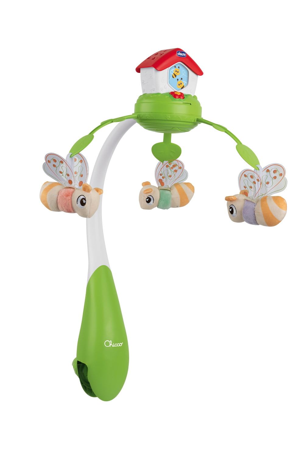Chicco Baby Wiege Mobile Bienenhaus, Kinderbett Karussell, Kleinkind Glockenspiel mit bunten Bienen,