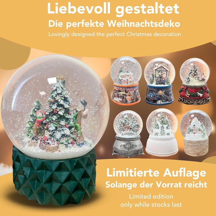 Schneekugel Christbaum schmücken * Familie schmückt Weihnachtsbaum * Sockel grün Kubisch, Pure-Line,