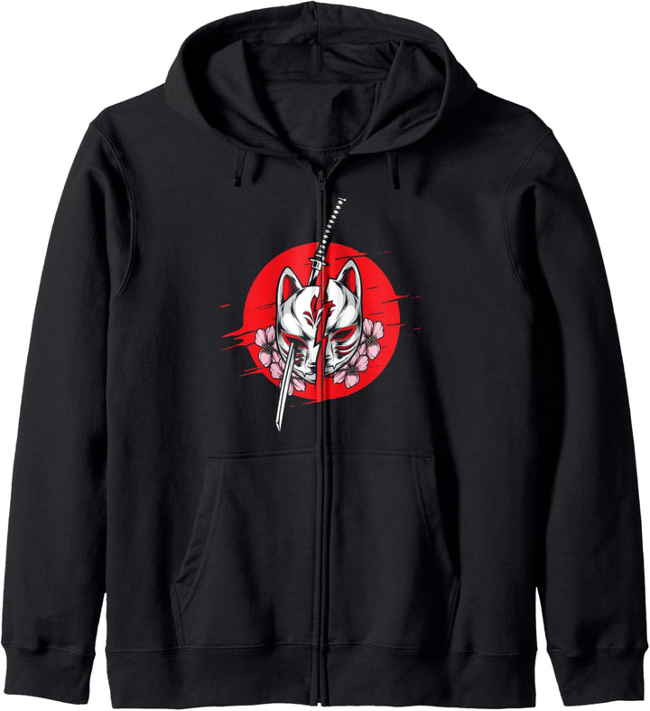 Japan Anime Maske Kitsune Style Samurai Kapuzenjacke