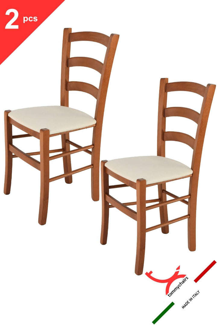 Tommychairs - 2er Set Stühle VENICE für Küche und Esszimmer, Struktur aus lackiertem Buchenholz im F