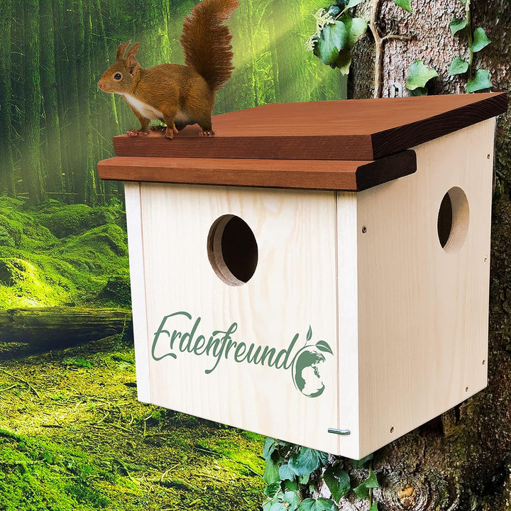 Erdenfreund Eichhörnchenhaus | Eichhörnchennisthaus Kobel pfälzisches FSC-zertifiziertes Holz unbeha