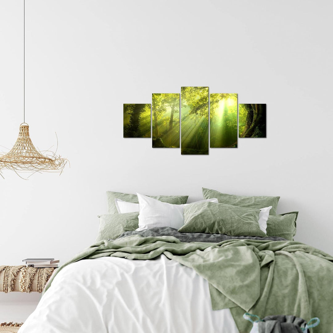 Runa Art Wandbilder Wald Landschaft 5 Teilig Bild auf Vlies Leinwand Deko Schlafzimmer Wohnzimmer So