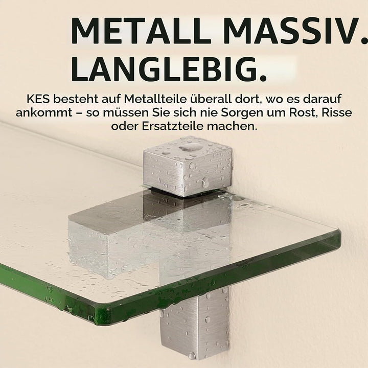 KES Duschablage Glas Glasregal Glasablage für Badezimmer Wandregal 8mm Hartglas Ablage Dusche Badreg