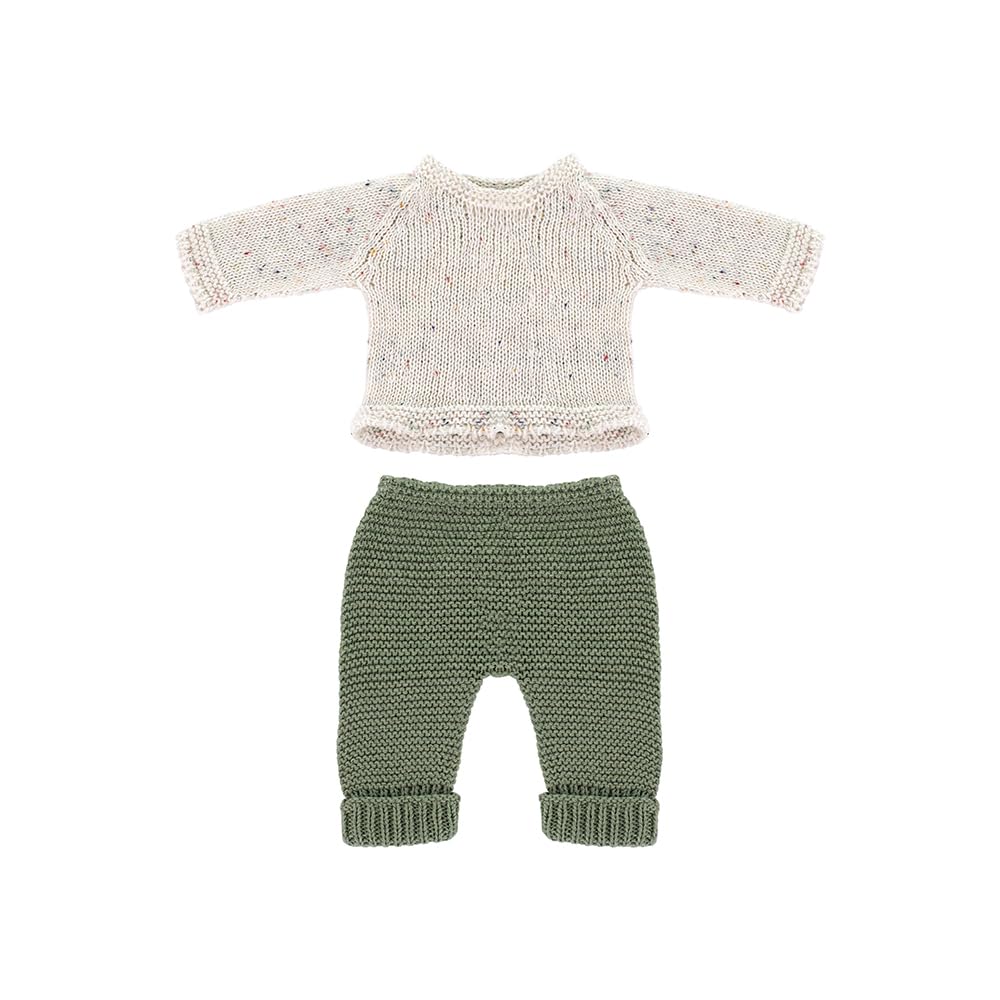 Miniland Set aus recycelten Strickwaren für 32 cm grosse Puppe Miniland Dolls – Pullover und Hose