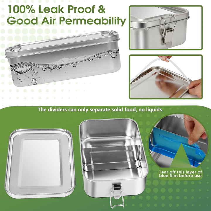 4er Pack 304-Stahl-Bento-Boxen, Mit Lunchbox Edelstahl in Den Volumina 1400/850/550/550ml, Leckdicht