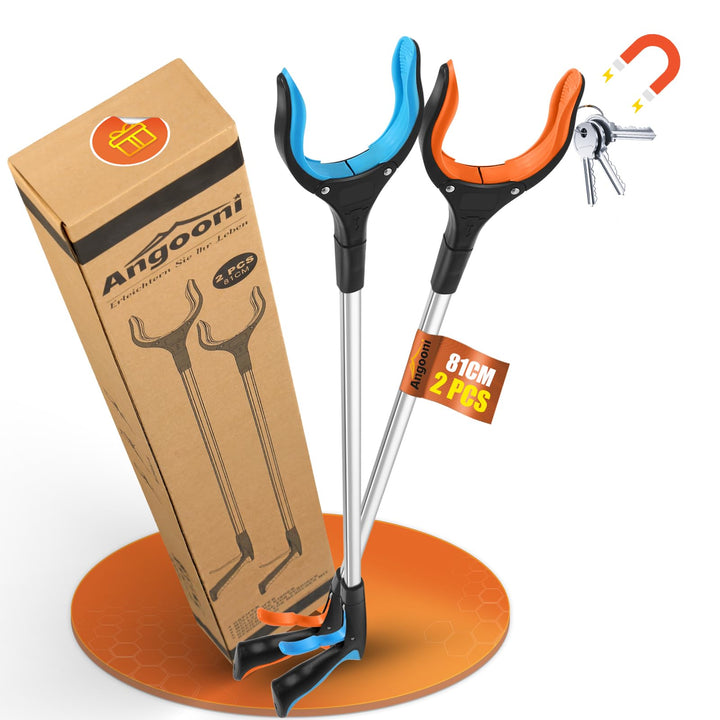 2 Stück 81 cm Greifer für Senioren - Greifzange Müllzange - Drehbar Müllgreifer - Greifer Kinder - V