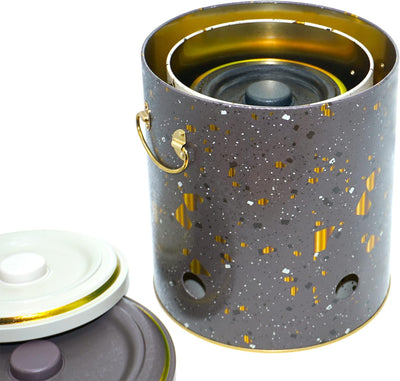 Lashuma Aufbewahrung Knoblauch schwarz, Kartoffelbehälter gross, Zwiebel Vorratsbehälter Blech 22 cm