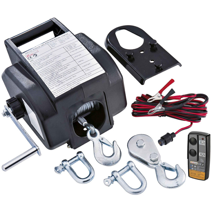 RIBITECH 4277 Seilwinde für Auto, 5 t, vorwärts und rückwärts, 12 V, schwarz