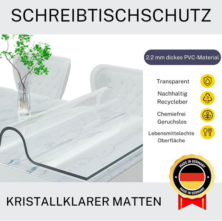 Artwelt Tischdecke Transparent Tischfolie Glasklar Weiche Folie 2.2 mm Kratzfest Wasserdicht Abwasch