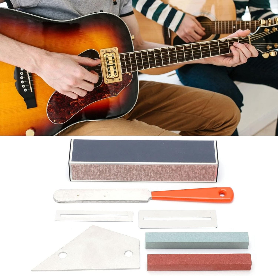 Gitarrenbauer Werkzeug Set, 7 Stück Luthier Werkzeugsatz, Gitarren Edelstahl Bundkrönungsfeile Dicht