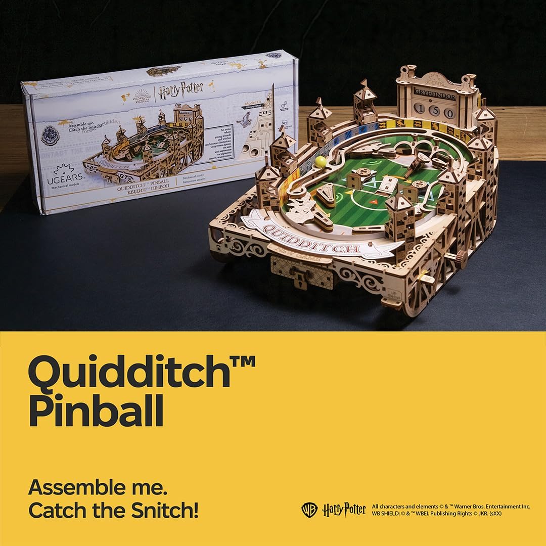 Ugears Quidditch Pinball 3D Puzzle Holz - 3D Holzpuzzle Harry Potter Flipper Maschine Modellbausatz