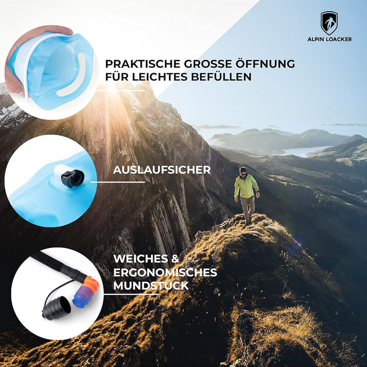 ALPIN LOACKER Outdoor Trinkblase mit Trinkschlauch für Sport und Outdoor I super leichte Wasserblase