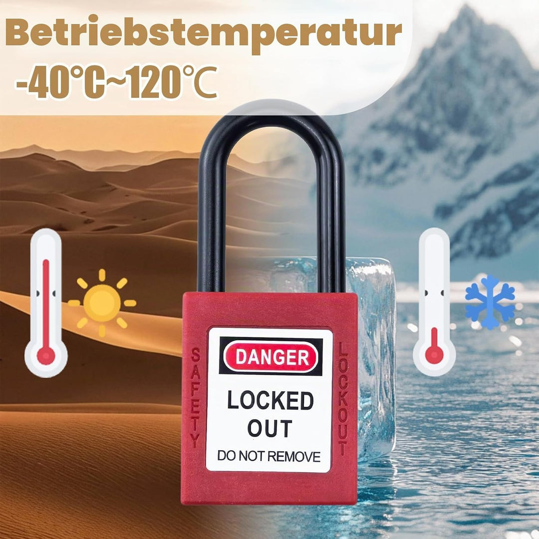10 Stück Lockout Vorhängeschloss, 38mm Nylon-Sicherheits-Vorhängeschloss mit Schlüssel, Lockout-Schl