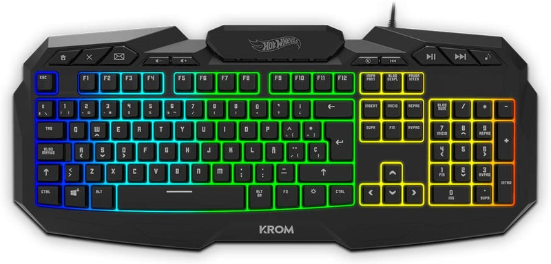 KROM Kit Tastatur, -Maus und -Mausunterlage Hot Wheels edition KUSTOM - LED RGB Membrantastatur, Mau