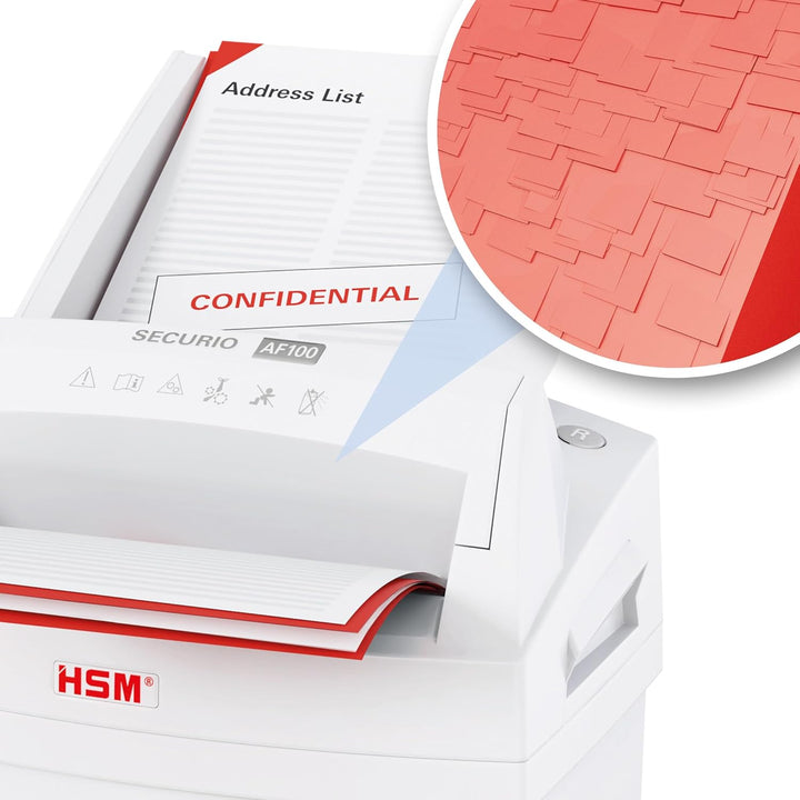 HSM SECURIO AF100 Small Office Autofeed Aktenvernichter, Sicherheitsstufe P4, Partikelschnitt, 100 B