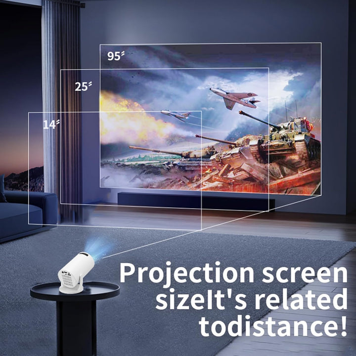 Smart Beamer, Full HD 1080P Heimkino-Videoprojektor, 270° Verstellbarer Tragbarer Filmprojektor mit