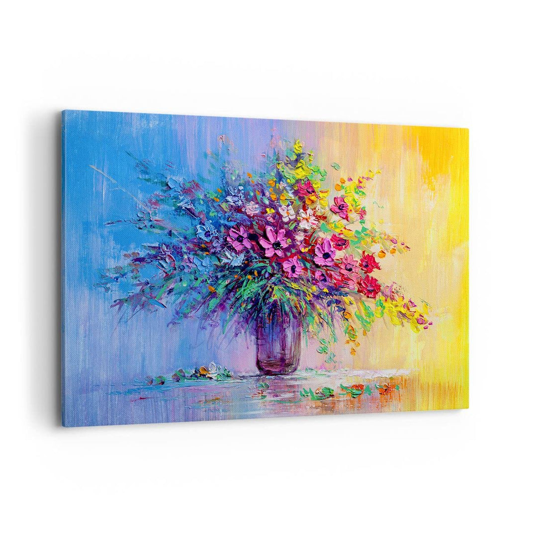 ARTTOR Bilder auf Leinwand 100x70cm Leinwandbild mit Rahmen Blumen Vase Gross Wanddeko Bild Schlafzi