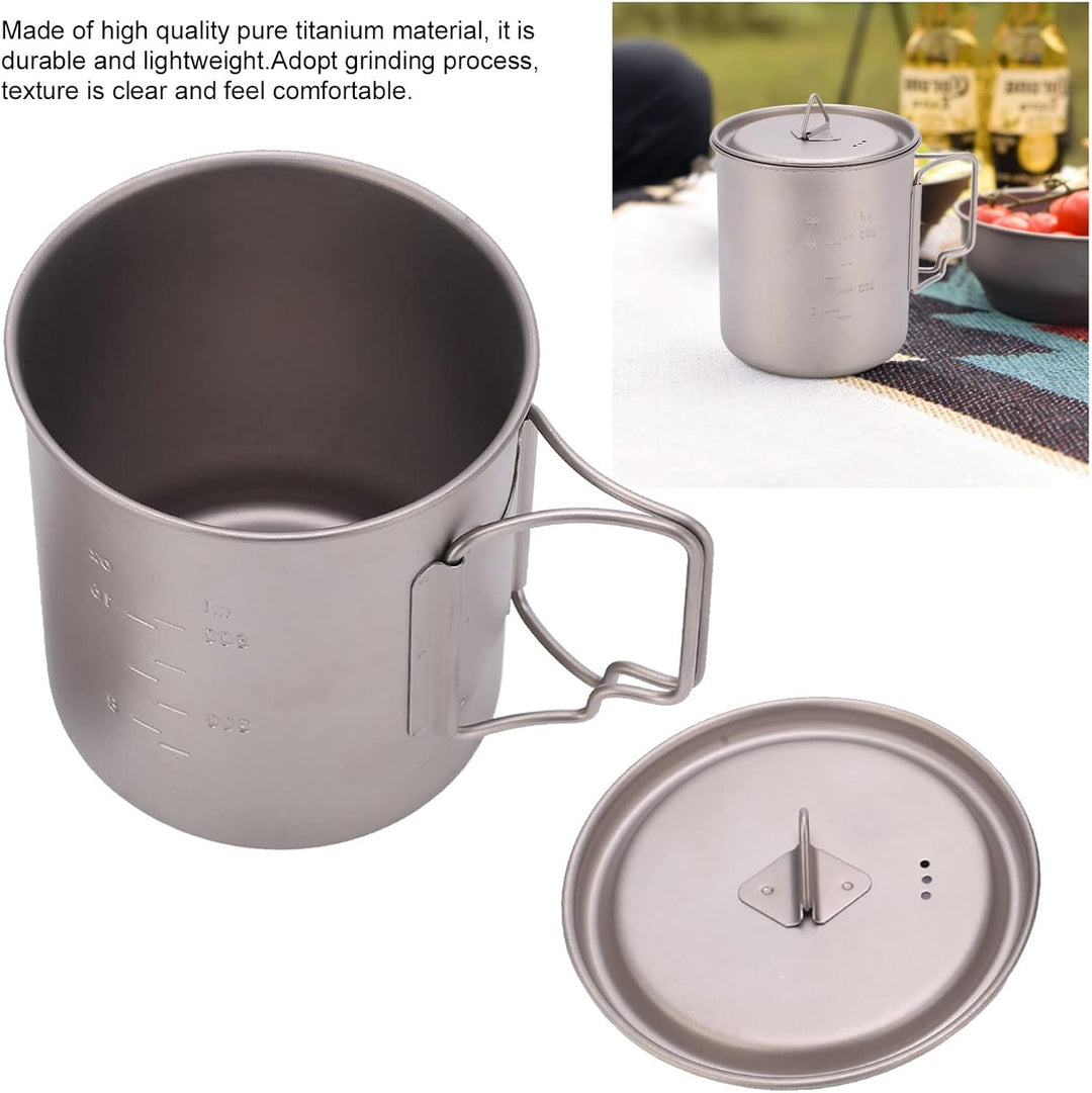 FOUF Titan-Becher, 750 Ml, Outdoor-Wand-Isolierbecher, Campingbecher mit Klappbaren Griffen und Deck